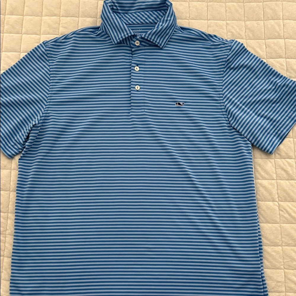 Vineyard Vines Blue and White Striped Polo